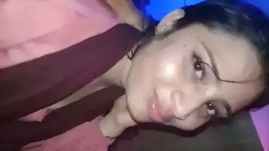 Shy girlfriend sucking dick of lover through pant zip open