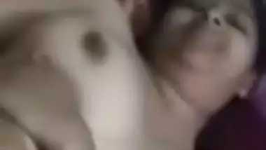 Ex-lover fucking busty wife pussy with condom dick